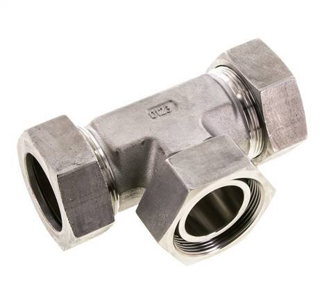 42L Stainless Steel T-Shape Tee Cutting Fitting with Swivel 160 bar FKM Adjustable ISO 8434-1