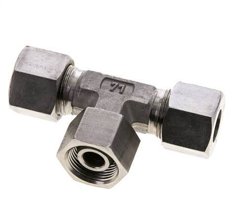 14S Stainless Steel T-Shape Tee Cutting Fitting with Swivel 630 bar FKM Adjustable ISO 8434-1
