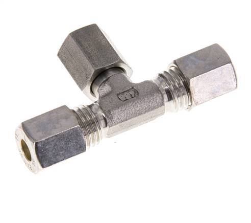 6L Stainless Steel T-Shape Tee Compression Fitting with Swivel 315 bar FKM Adjustable ISO 8434-1