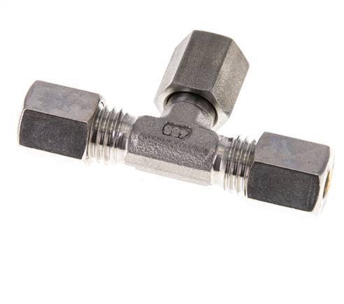 6L Stainless Steel T-Shape Tee Compression Fitting with Swivel 315 bar FKM Adjustable ISO 8434-1