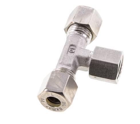 8L Stainless Steel T-Shape Tee Compression Fitting with Swivel 315 bar FKM Adjustable ISO 8434-1