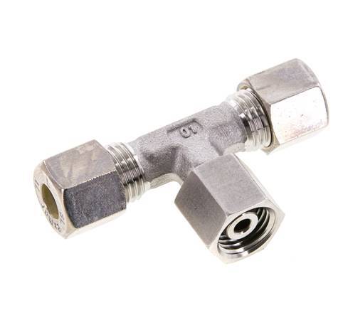 8L Stainless Steel T-Shape Tee Compression Fitting with Swivel 315 bar FKM Adjustable ISO 8434-1