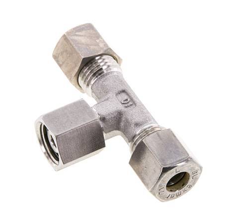 8L Stainless Steel T-Shape Tee Compression Fitting with Swivel 315 bar FKM Adjustable ISO 8434-1