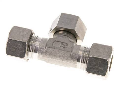 16S Stainless Steel T-Shape Tee Compression Fitting with Swivel 400 bar FKM Adjustable ISO 8434-1