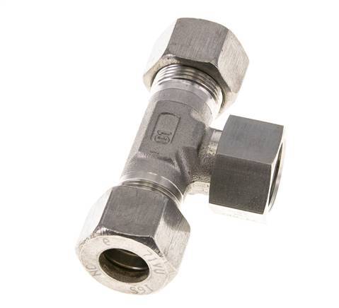 16S Stainless Steel T-Shape Tee Compression Fitting with Swivel 400 bar FKM Adjustable ISO 8434-1