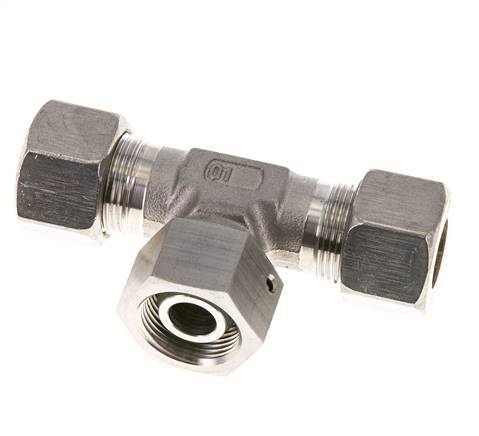 16S Stainless Steel T-Shape Tee Compression Fitting with Swivel 400 bar FKM Adjustable ISO 8434-1