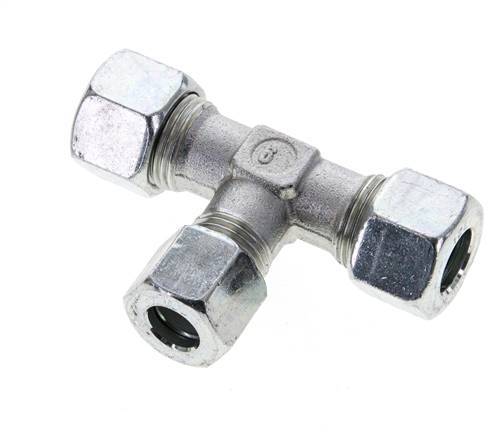 10L & 12L Zink plated Steel T-Shape Tee Cutting Fitting 315 bar ISO 8434-1