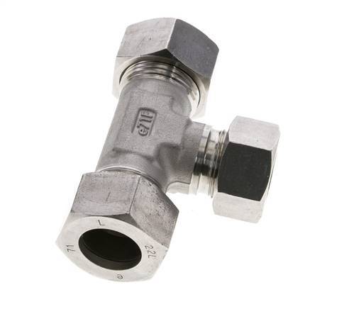 18L & 22L Stainless Steel T-Shape Tee Cutting Fitting 160 bar ISO 8434-1