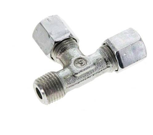 6LL & M10x1 (con) Zink Plated Steel Right Angle Tee Cutting Fitting with Male Threads 100 bar ISO 8434-1