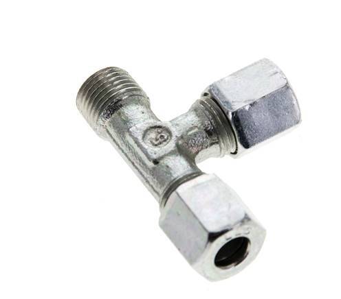 6LL & M10x1 (con) Zink Plated Steel Right Angle Tee Cutting Fitting with Male Threads 100 bar ISO 8434-1