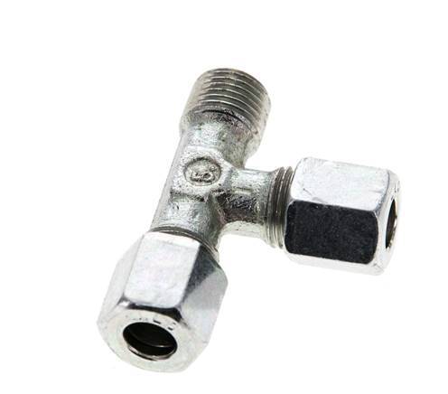 6LL & M10x1 (con) Zink Plated Steel Right Angle Tee Cutting Fitting with Male Threads 100 bar ISO 8434-1