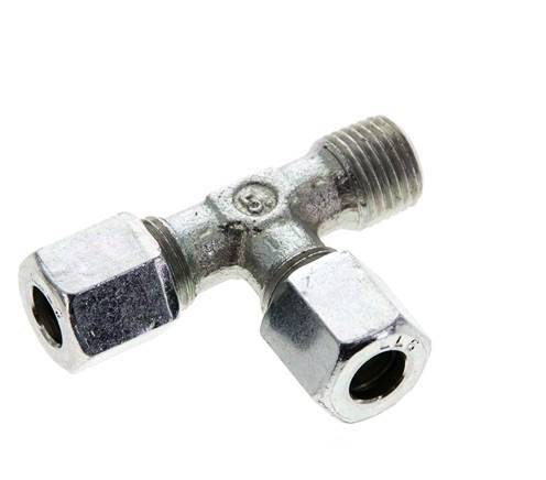 6LL & M10x1 (con) Zink Plated Steel Right Angle Tee Cutting Fitting with Male Threads 100 bar ISO 8434-1