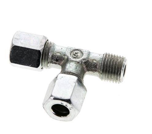6LL & M10x1 (con) Zink Plated Steel Right Angle Tee Cutting Fitting with Male Threads 100 bar ISO 8434-1