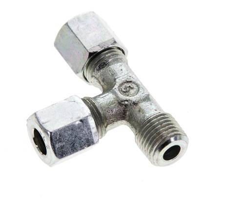 6LL & M10x1 (con) Zink Plated Steel Right Angle Tee Cutting Fitting with Male Threads 100 bar ISO 8434-1