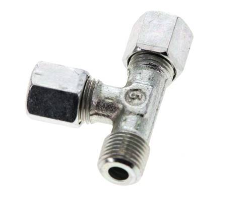 6LL & M10x1 (con) Zink Plated Steel Right Angle Tee Cutting Fitting with Male Threads 100 bar ISO 8434-1