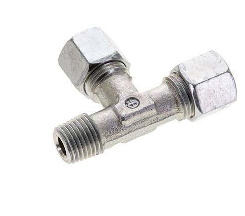 10L & M14x1.5 (con) Zink Plated Steel Right Angle Tee Cutting Fitting with Male Threads 315 bar ISO 8434-1