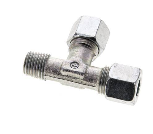 10L & M14x1.5 (con) Zink Plated Steel Right Angle Tee Cutting Fitting with Male Threads 315 bar ISO 8434-1