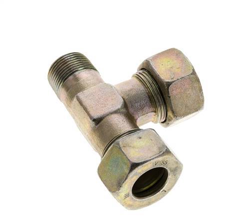 18L & M22x1.5 (con) Zink Plated Steel Right Angle Tee Cutting Fitting with Male Threads 315 bar ISO 8434-1