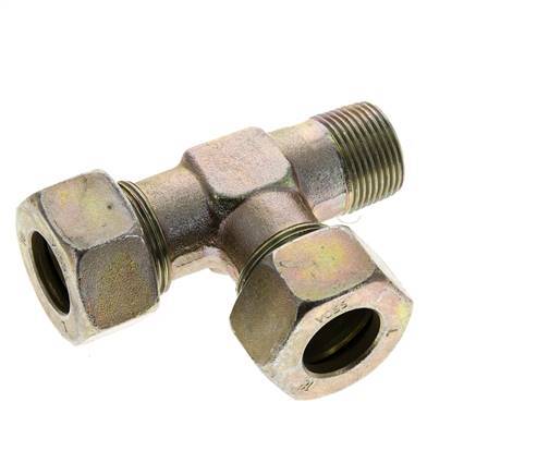 18L & M22x1.5 (con) Zink Plated Steel Right Angle Tee Cutting Fitting with Male Threads 315 bar ISO 8434-1