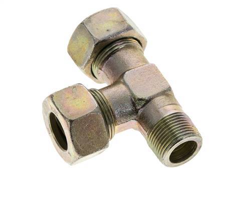 18L & M22x1.5 (con) Zink Plated Steel Right Angle Tee Cutting Fitting with Male Threads 315 bar ISO 8434-1