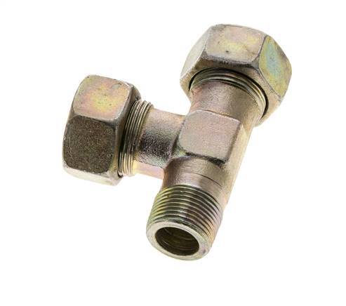 18L & M22x1.5 (con) Zink Plated Steel Right Angle Tee Cutting Fitting with Male Threads 315 bar ISO 8434-1