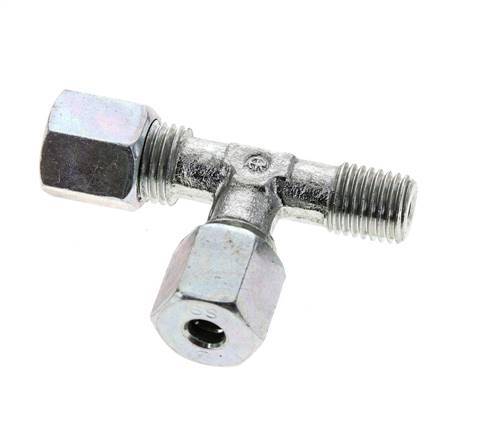 6S & M12x1.5 (con) Zink Plated Steel Right Angle Tee Cutting Fitting with Male Threads 630 bar ISO 8434-1