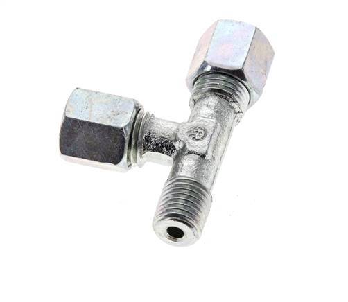 6S & M12x1.5 (con) Zink Plated Steel Right Angle Tee Cutting Fitting with Male Threads 630 bar ISO 8434-1