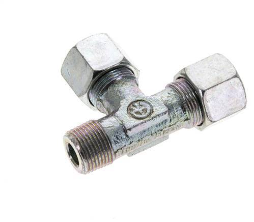 14S & M20x1.5 (con) Zink Plated Steel Right Angle Tee Cutting Fitting with Male Threads 630 bar ISO 8434-1