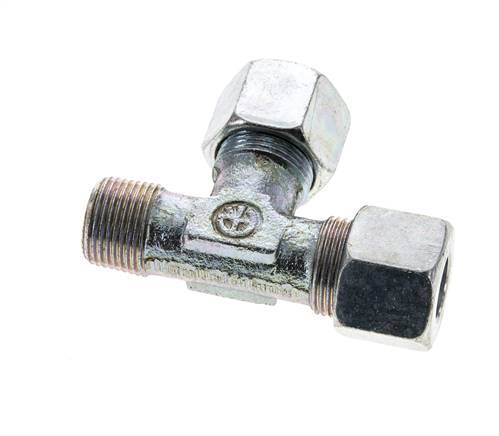 14S & M20x1.5 (con) Zink Plated Steel Right Angle Tee Cutting Fitting with Male Threads 630 bar ISO 8434-1