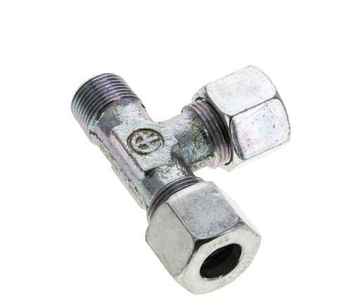 14S & M20x1.5 (con) Zink Plated Steel Right Angle Tee Cutting Fitting with Male Threads 630 bar ISO 8434-1