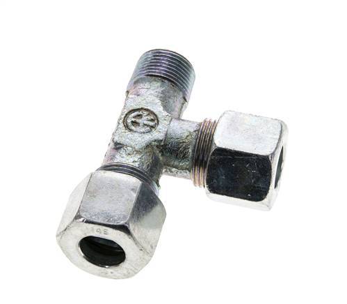 14S & M20x1.5 (con) Zink Plated Steel Right Angle Tee Cutting Fitting with Male Threads 630 bar ISO 8434-1