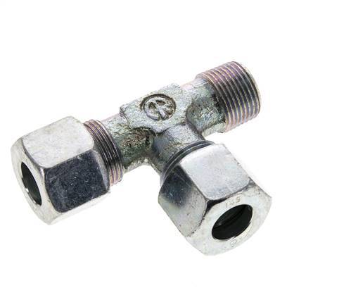 14S & M20x1.5 (con) Zink Plated Steel Right Angle Tee Cutting Fitting with Male Threads 630 bar ISO 8434-1