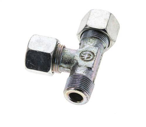 14S & M20x1.5 (con) Zink Plated Steel Right Angle Tee Cutting Fitting with Male Threads 630 bar ISO 8434-1