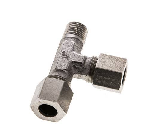 8LL & M10x1 (con) Stainless Steel Right Angle Tee Cutting Fitting with Male Threads 100 bar ISO 8434-1