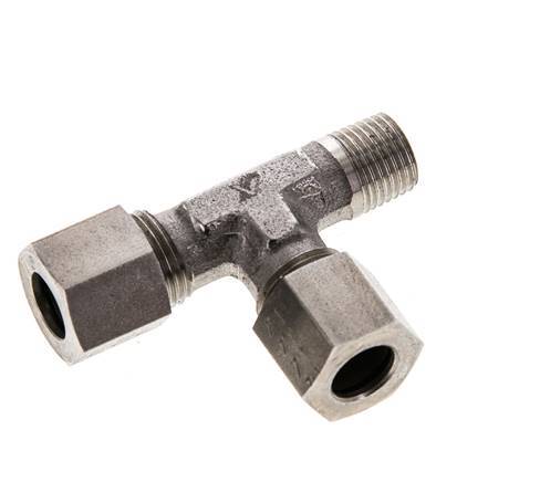 8LL & M10x1 (con) Stainless Steel Right Angle Tee Cutting Fitting with Male Threads 100 bar ISO 8434-1