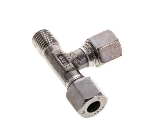 8L & M12x1.5 (con) Stainless Steel Right Angle Tee Cutting Fitting with Male Threads 315 bar ISO 8434-1