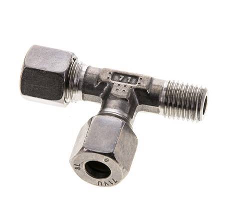 8L & M12x1.5 (con) Stainless Steel Right Angle Tee Cutting Fitting with Male Threads 315 bar ISO 8434-1