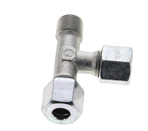 8L & R1/4'' Zink Plated Steel Right Angle Tee Cutting Fitting with Male Threads 315 bar ISO 8434-1