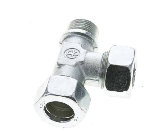 22L & G3/4'' Zink Plated Steel Right Angle Tee Cutting Fitting with Male Threads 160 bar ISO 8434-1