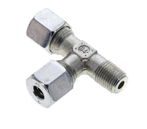 8S & R1/4'' Zink Plated Steel Right Angle Tee Cutting Fitting with Male Threads 630 bar ISO 8434-1