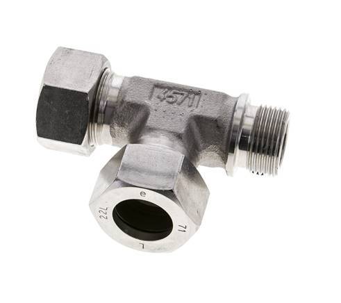 22L & G3/4'' Stainless Steel Right Angle Tee Cutting Fitting with Male Threads 160 bar ISO 8434-1