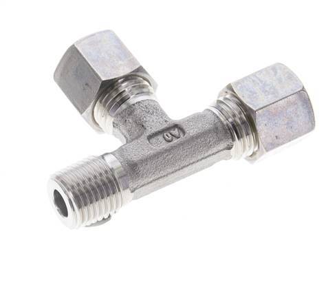 8L & R1/4'' Stainless Steel Right Angle Tee Compression Fitting with Male Threads 315 bar ISO 8434-1