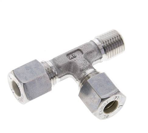 8L & R1/4'' Stainless Steel Right Angle Tee Compression Fitting with Male Threads 315 bar ISO 8434-1