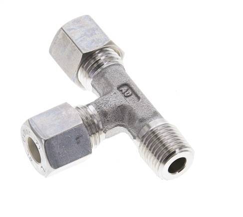 8L & R1/4'' Stainless Steel Right Angle Tee Compression Fitting with Male Threads 315 bar ISO 8434-1