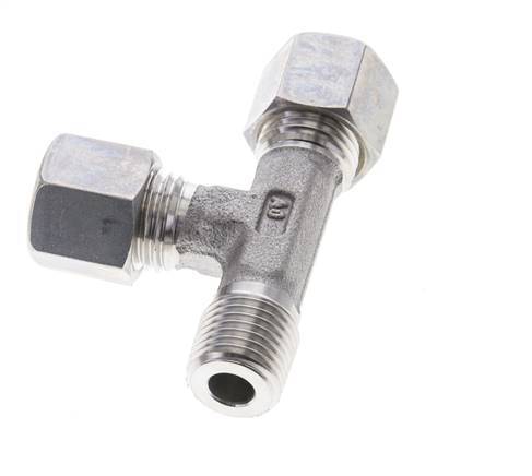 8L & R1/4'' Stainless Steel Right Angle Tee Compression Fitting with Male Threads 315 bar ISO 8434-1