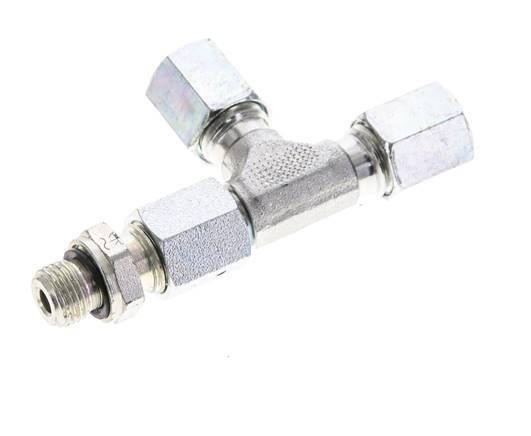 6L & M10x1 Zink Plated Steel Right Angle Tee Cutting Fitting with Male Threads 315 bar Adjustable ISO 8434-1