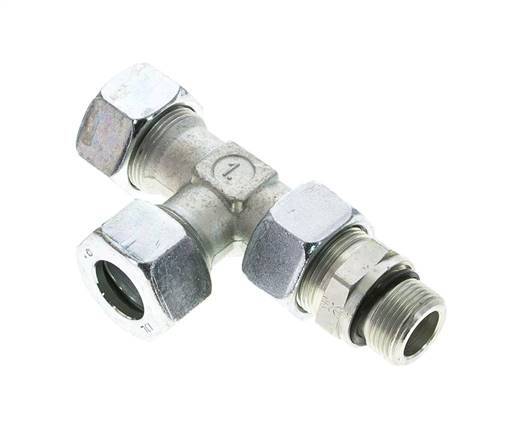 18L & M22x1.5 Zink Plated Steel Right Angle Tee Cutting Fitting with Male Threads 315 bar Adjustable ISO 8434-1