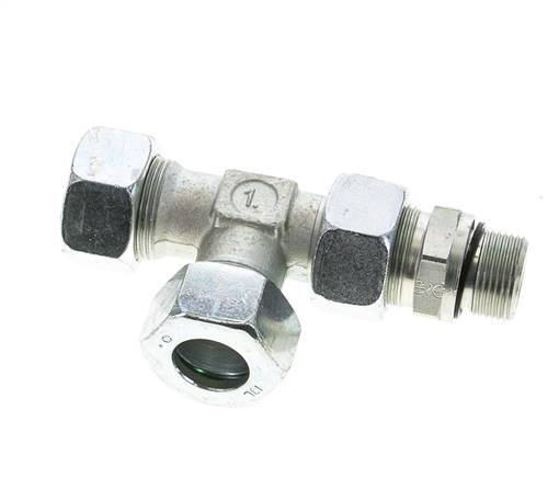 18L & M22x1.5 Zink Plated Steel Right Angle Tee Cutting Fitting with Male Threads 315 bar Adjustable ISO 8434-1