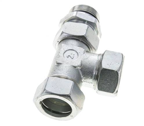 35L & M42x2 Zink Plated Steel Right Angle Tee Cutting Fitting with Male Threads 160 bar Adjustable ISO 8434-1