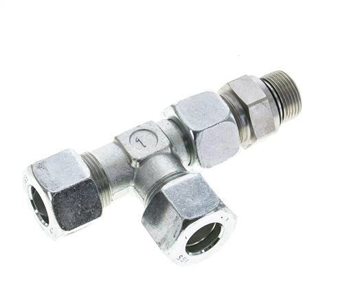 16S & M22x1.5 Zink Plated Steel Right Angle Tee Cutting Fitting with Male Threads 400 bar Adjustable ISO 8434-1